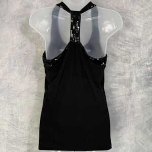 y2k 2010s Express Sequin Racerback Tank Top Womens Sz S Black Indie Sleaze Goth